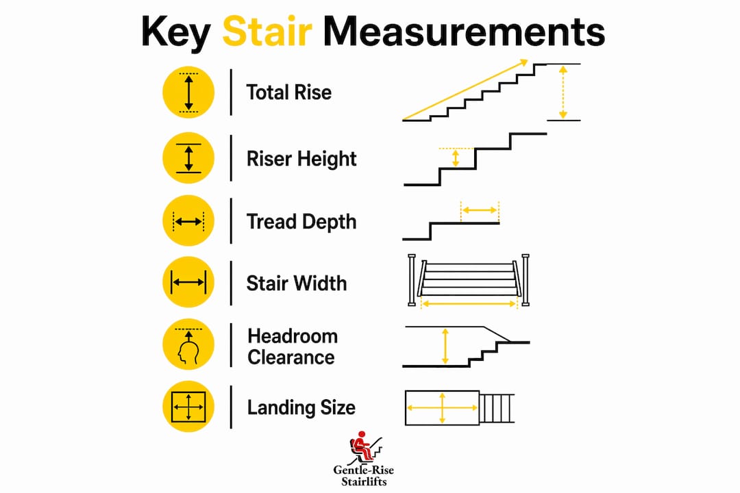 Infographic showing key stair measurement steps