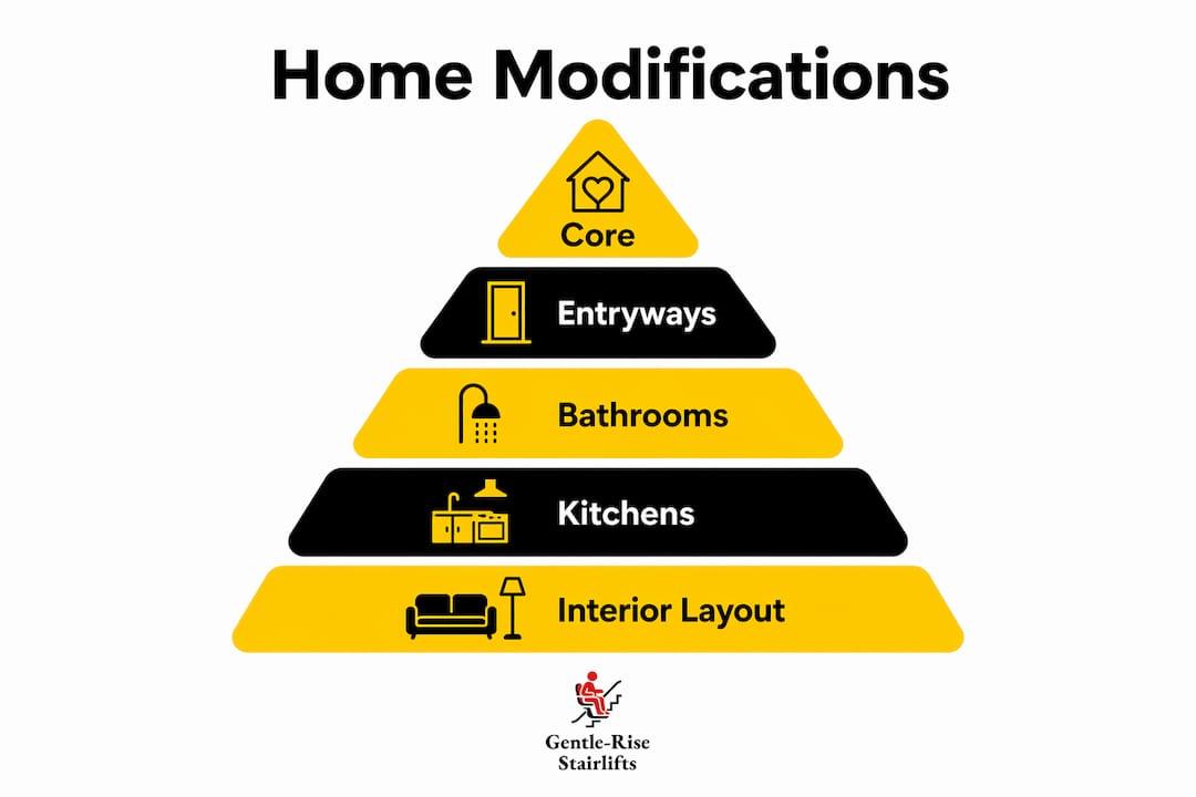 Infographic showing hierarchy of home modification features