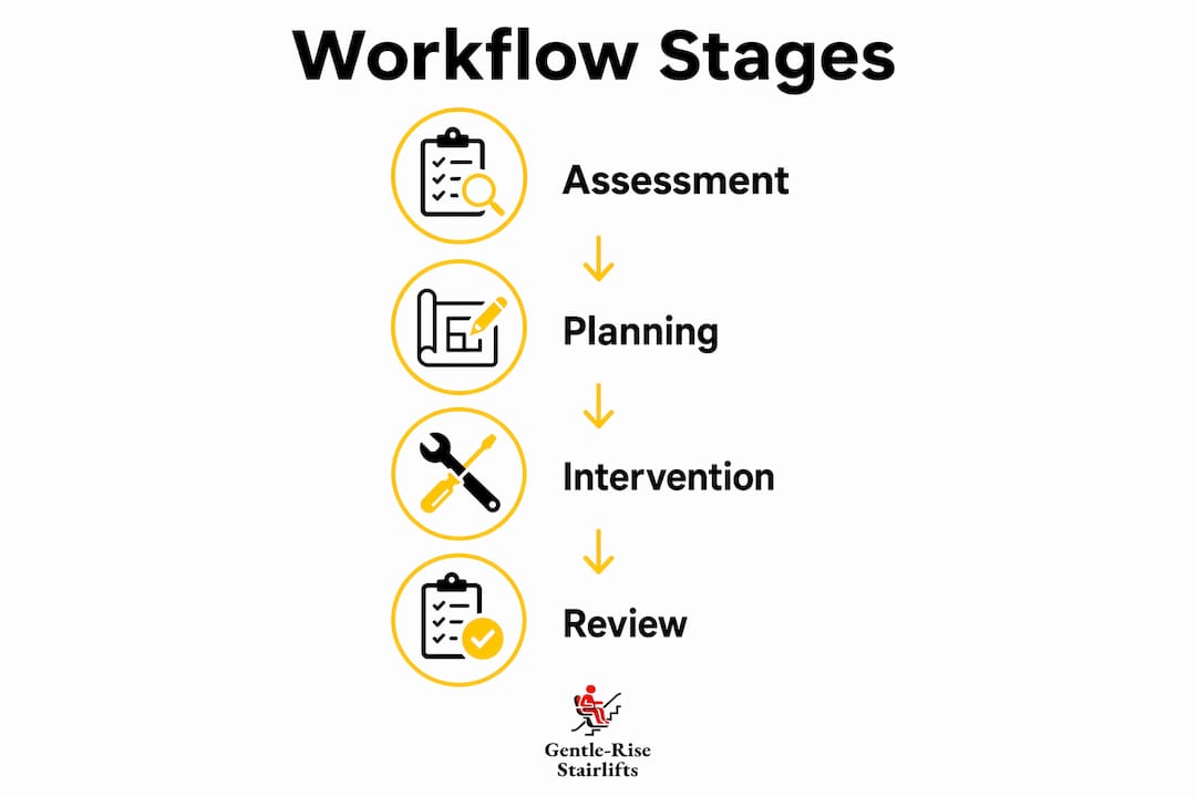 Infographic showing four stages of UK mobility safety workflow