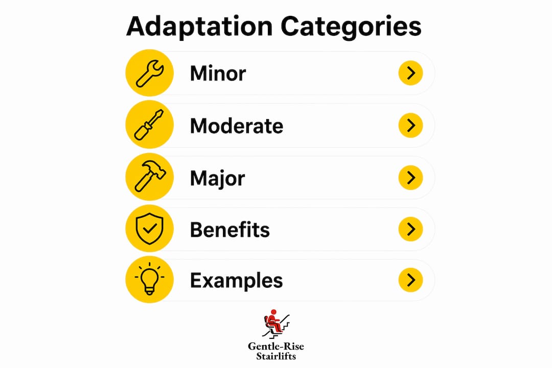 Infographic showing home adaptation categories and examples