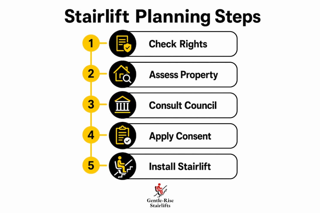Infographic showing stairlift planning steps