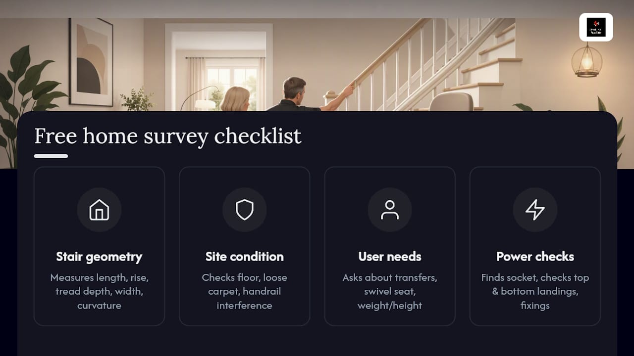 Diagram of stairlift survey measurement checklist