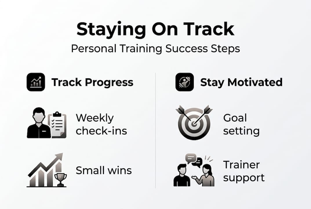 Infographic of fitness progress and motivation steps