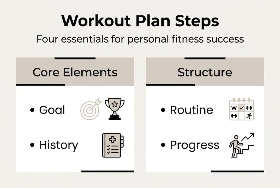 Infographic showing four key workout plan steps