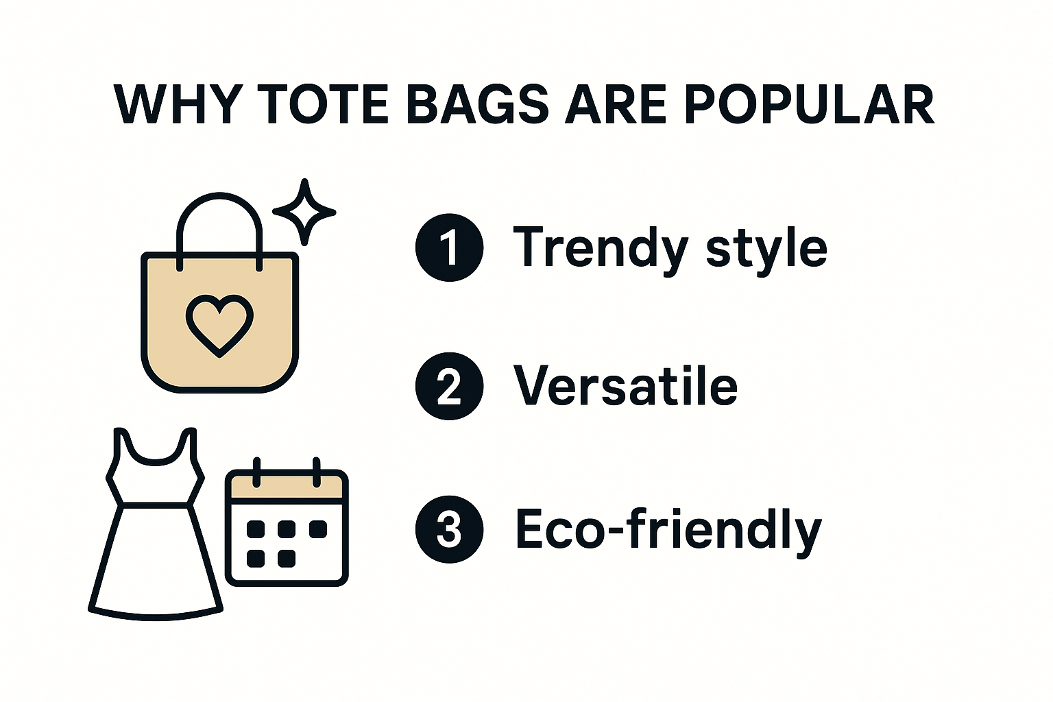 Infographic showing why tote bags are popular in 2025
