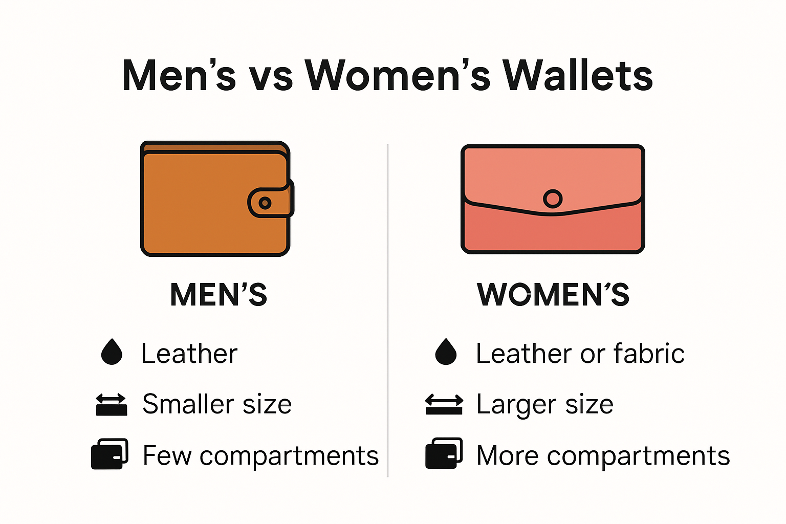 Infographic comparing men's vs women's wallet features