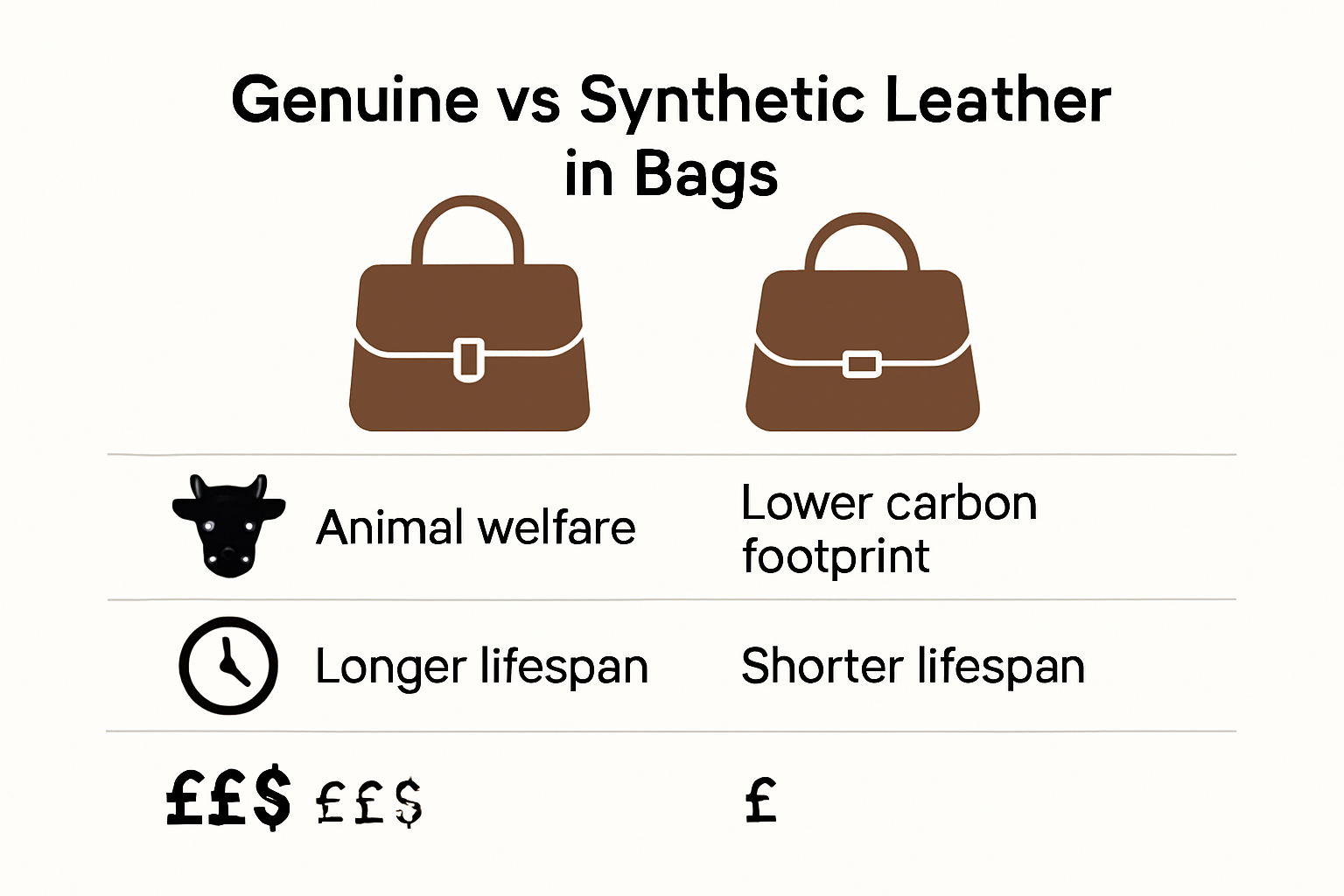 Comparison chart of genuine and synthetic leather pros and cons