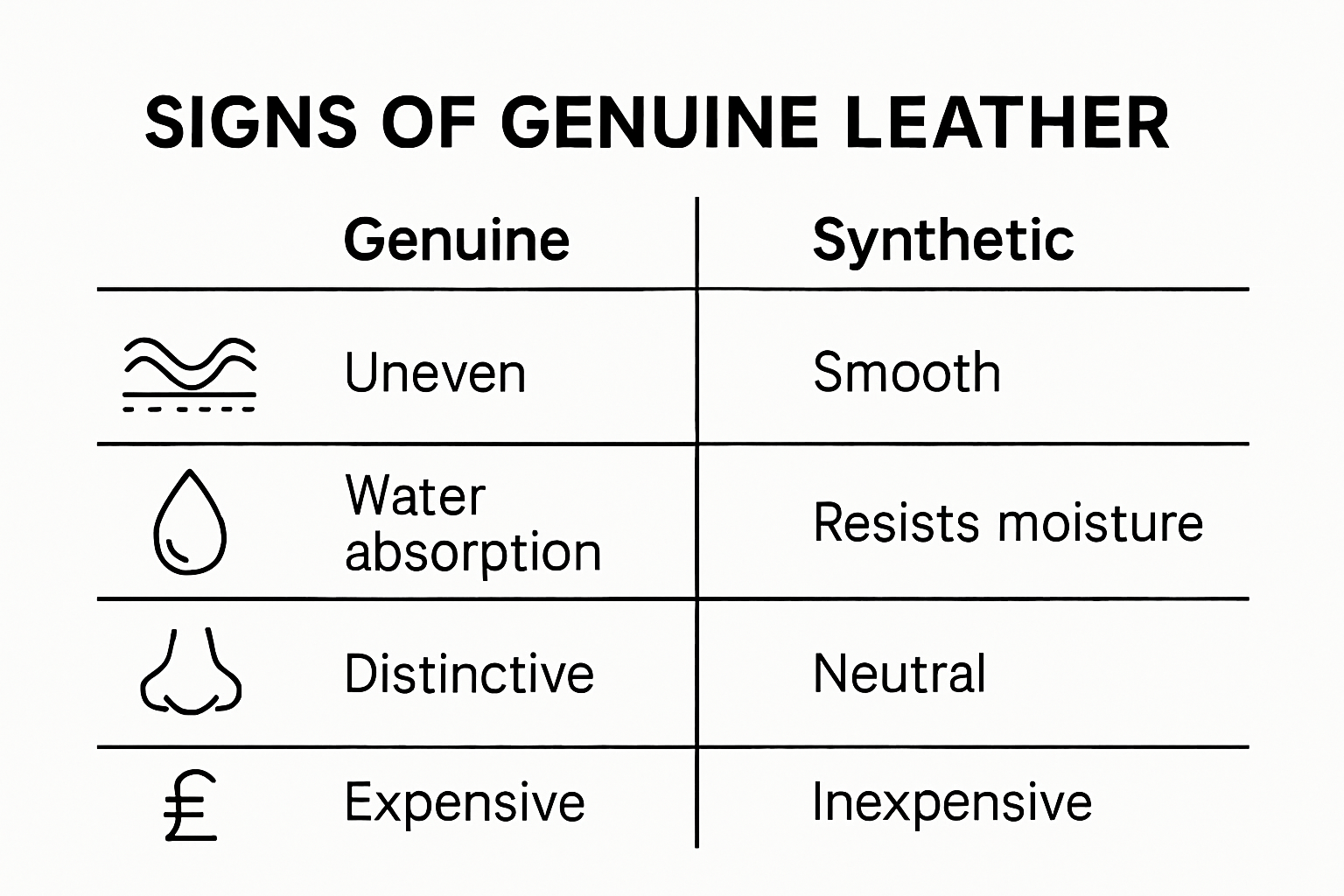 Infographic comparing genuine and synthetic leather