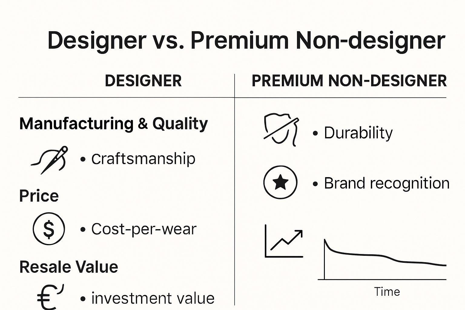 Comparison of designer and premium bag quality and value