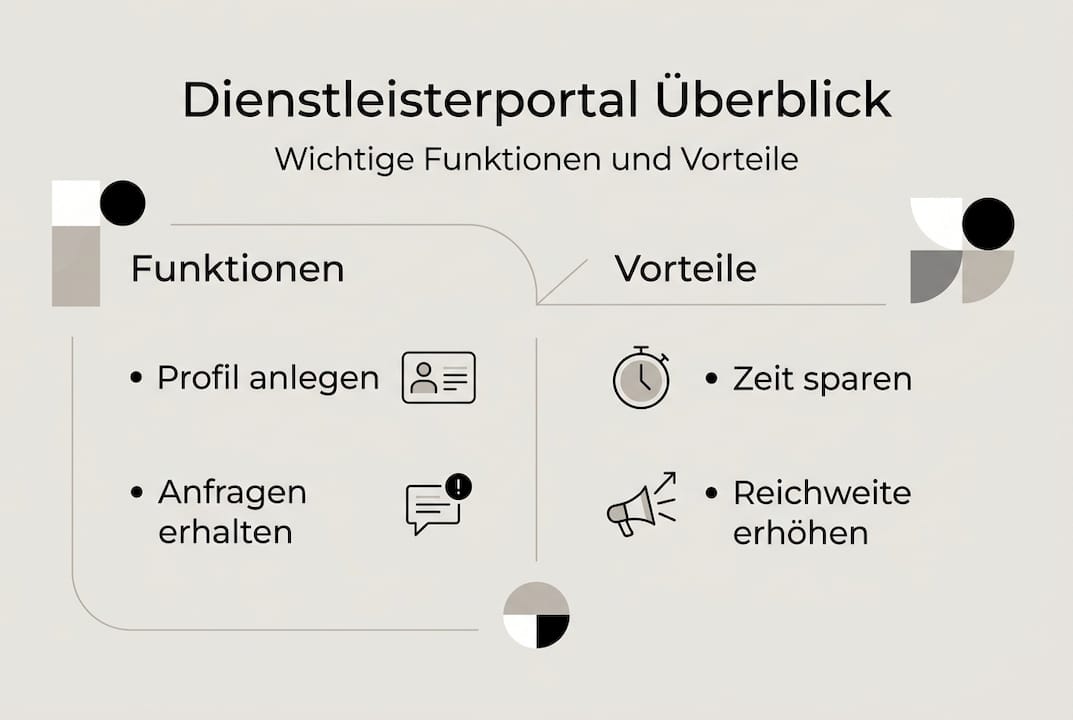 Infografik: Überblick über die wichtigsten Funktionen und Vorteile von Plattformen für Dienstleister