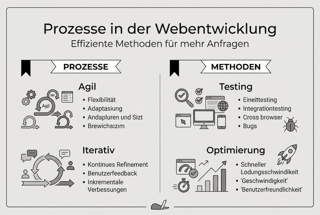 Übersichtsgrafik: Abläufe und Methoden in der Webentwicklung