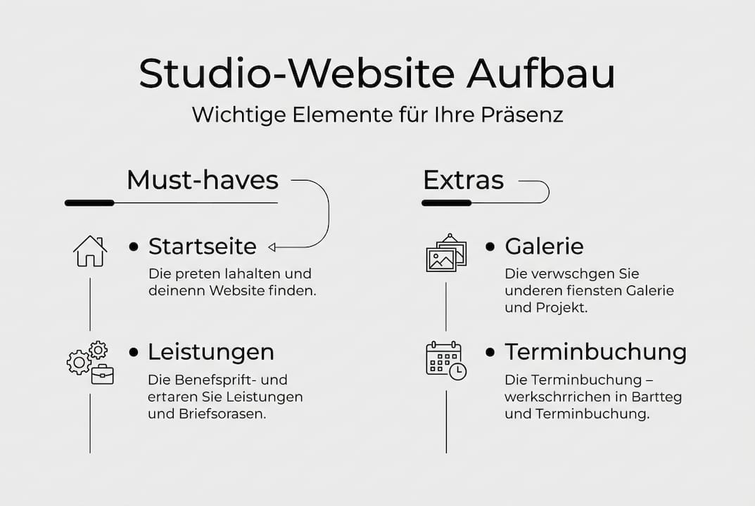 Grafik: Aufbau einer typischen Studio-Website