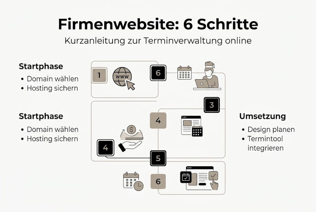 Infografik: In wenigen Schritten zur eigenen Firmenwebsite mit Buchungsfunktion