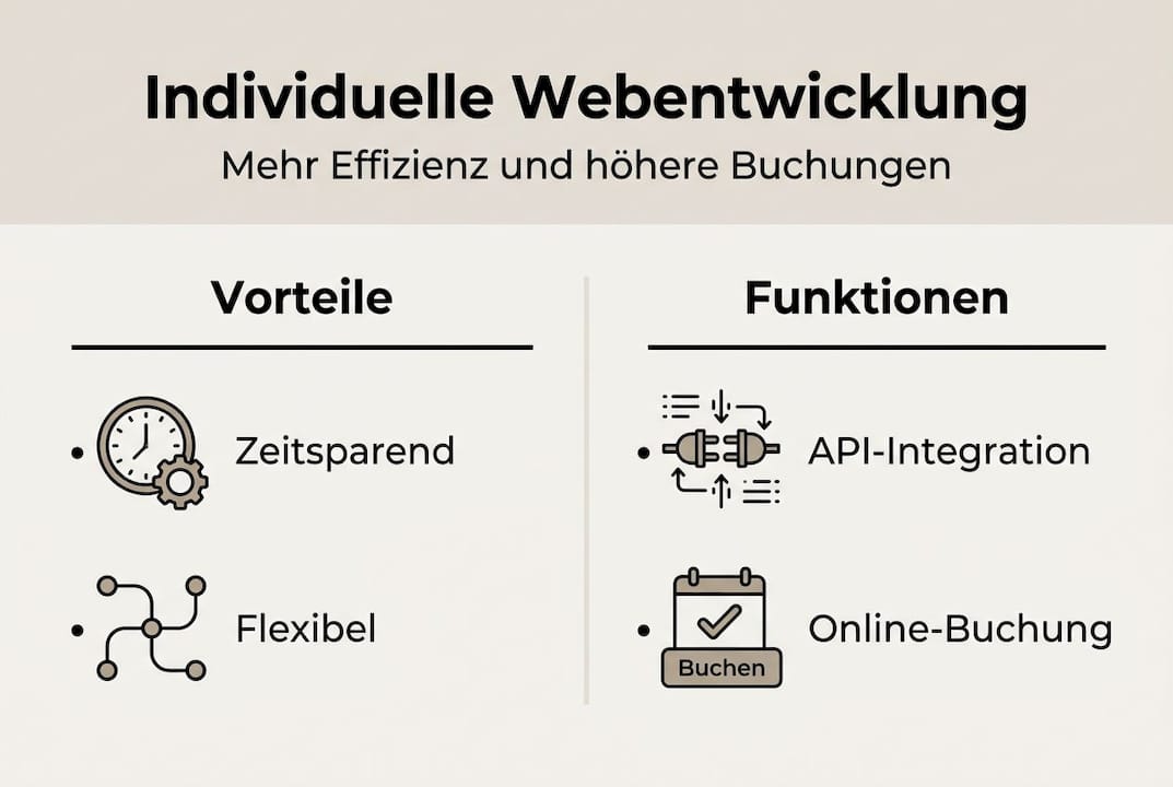 Infografik: Die wichtigsten Vorteile und Möglichkeiten maßgeschneiderter Webentwicklung auf einen Blick