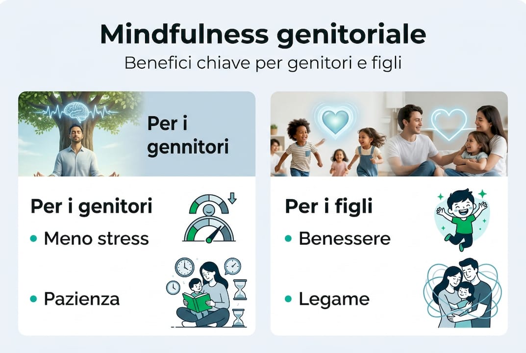 Infografica: tutti i vantaggi della mindfulness nella genitorialità