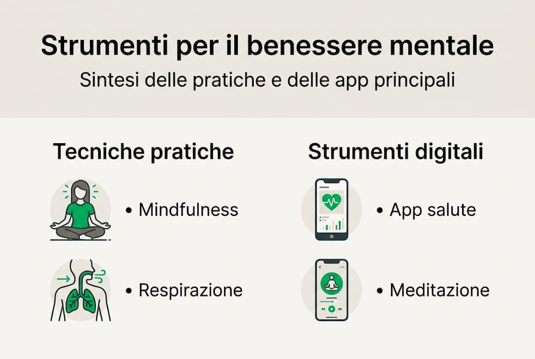 Infografica dedicata a consigli e strumenti per il benessere