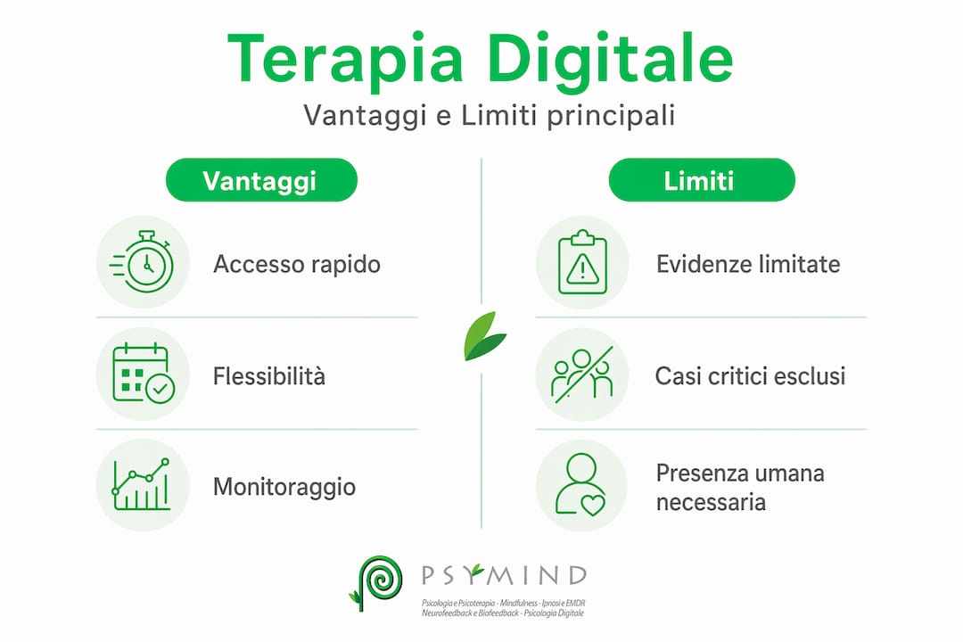 Infografica: pro e contro della terapia digitale