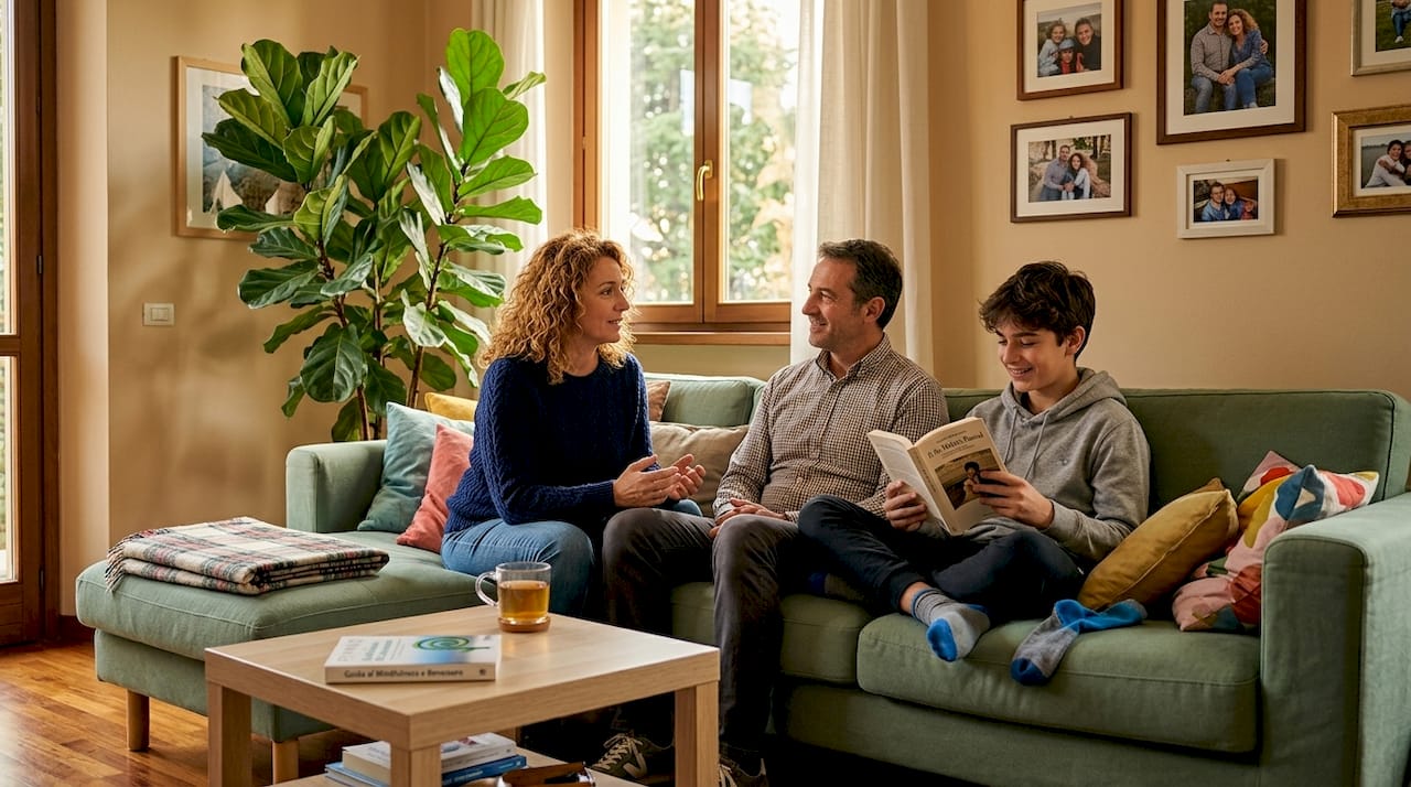 Momenti di relax in famiglia nel cuore del soggiorno di casa