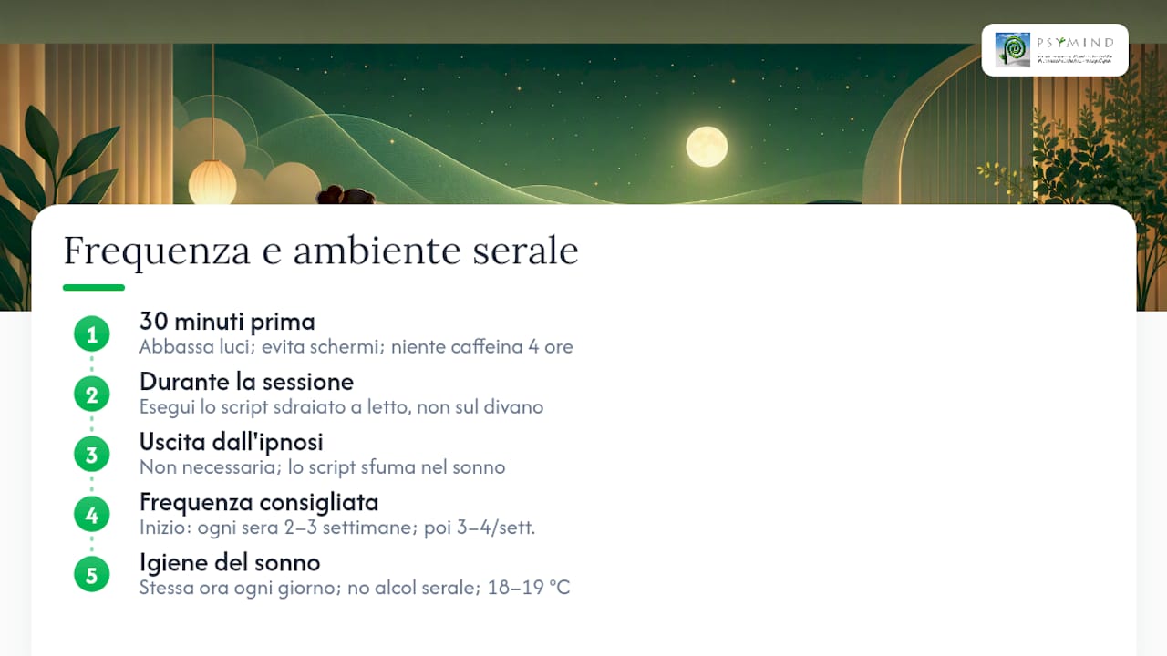 Come integrare la sessione nella tua sera: frequenza e ambiente — overview diagram
