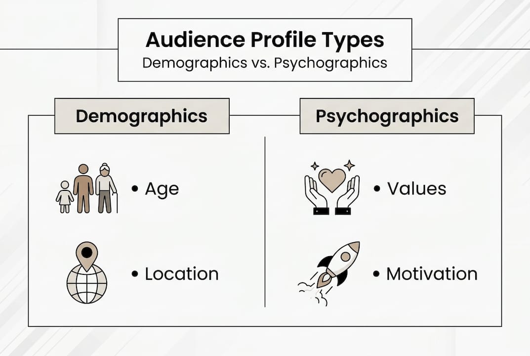 Infographic comparing audience profile types