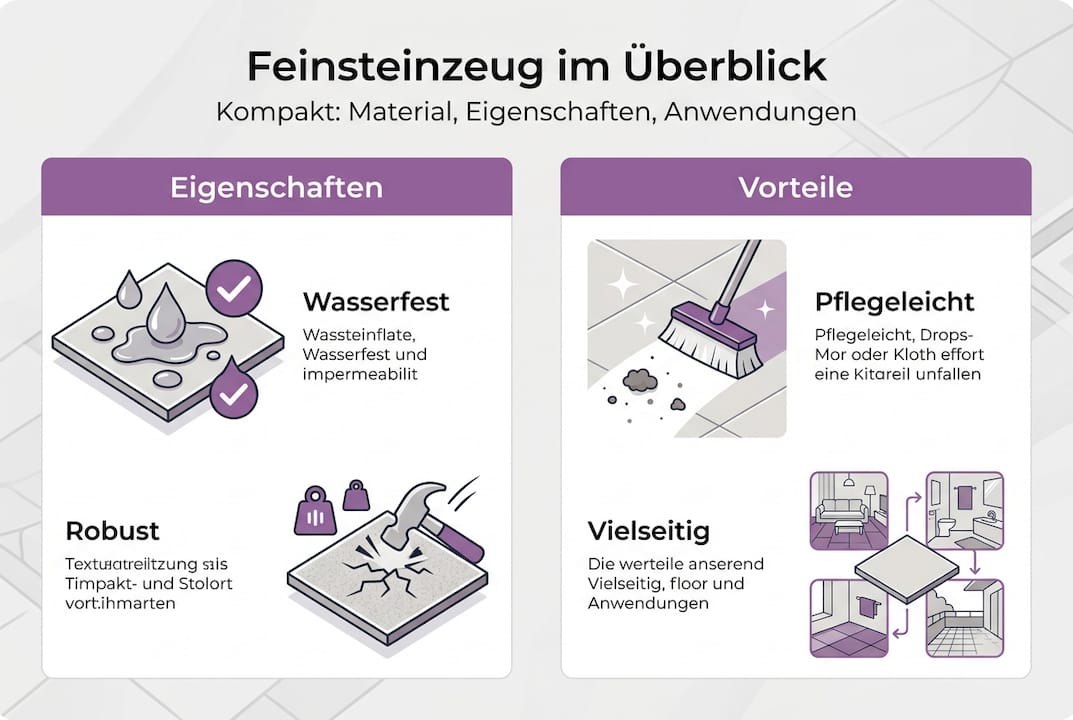 Übersicht: Die wichtigsten Eigenschaften und Vorteile von Feinsteinzeug auf einen Blick