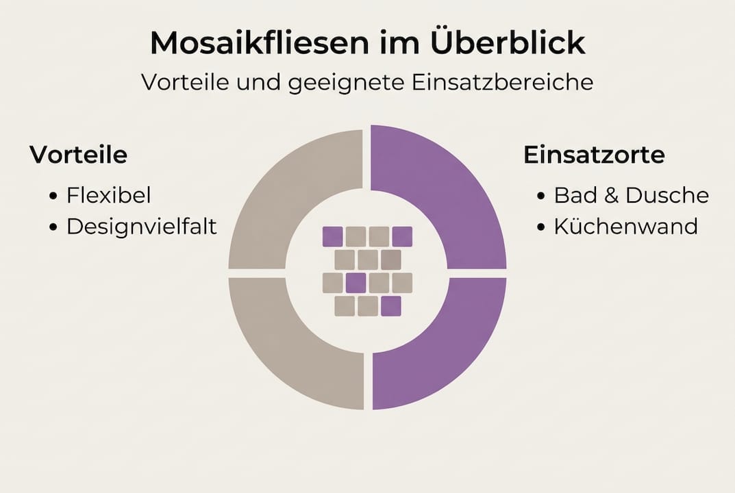 Infografik: Die wichtigsten Vorteile und Einsatzmöglichkeiten von Mosaikfliesen