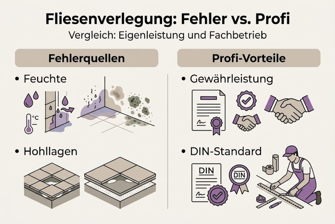 Übersichtliche Grafik: Häufige Fehler beim Fliesenlegen und Tipps vom Profi
