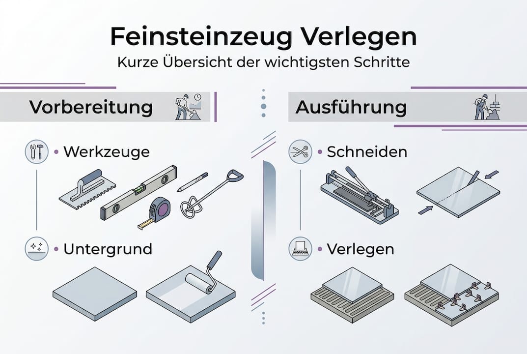 Infografik: Alles Wichtige rund ums Verlegen von Feinsteinzeug auf einen Blick