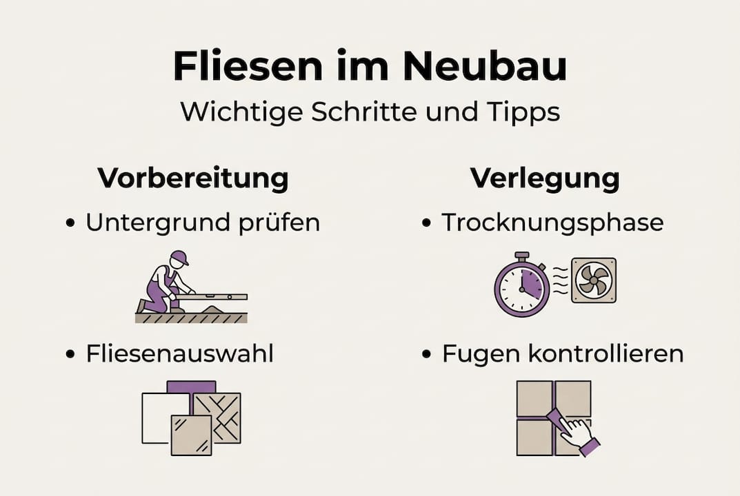 Schritt-für-Schritt-Infografik: So laufen Fliesenarbeiten im Neubau ab