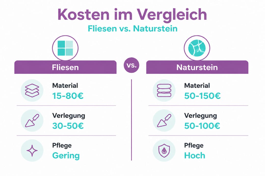 Infografik: Preisvergleich zwischen Fliesen und Naturstein