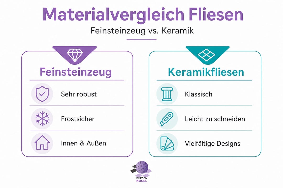 Infografik: Was unterscheidet Feinsteinzeug von klassischen Keramikfliesen?