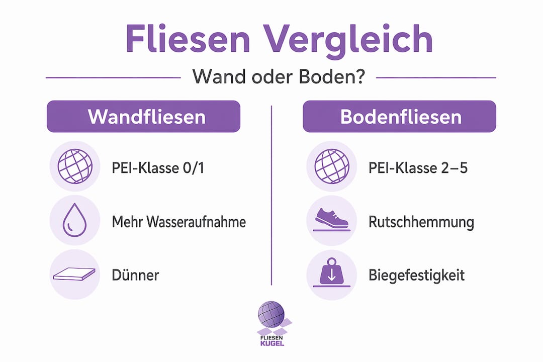 Infografik: Wandfliesen und Bodenfliesen im direkten Vergleich