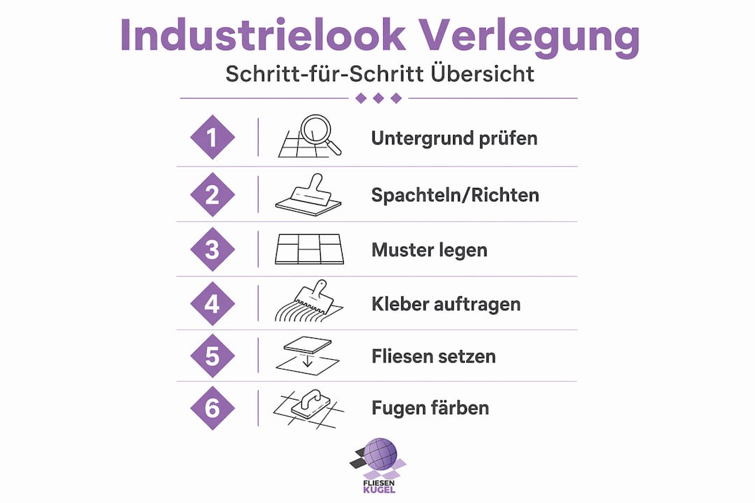 Schritt-für-Schritt-Anleitung zur Fliesenverlegung als anschauliche Infografik
