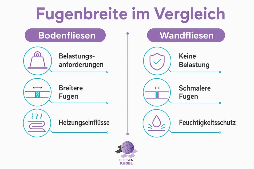 Infografik: So unterscheiden sich die Fugenbreiten bei Boden- und Wandfliesen