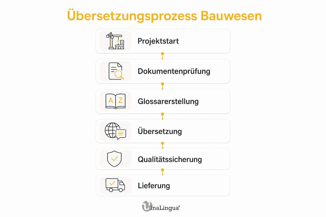Ablaufschema für technische Fachübersetzungen im Bauwesen