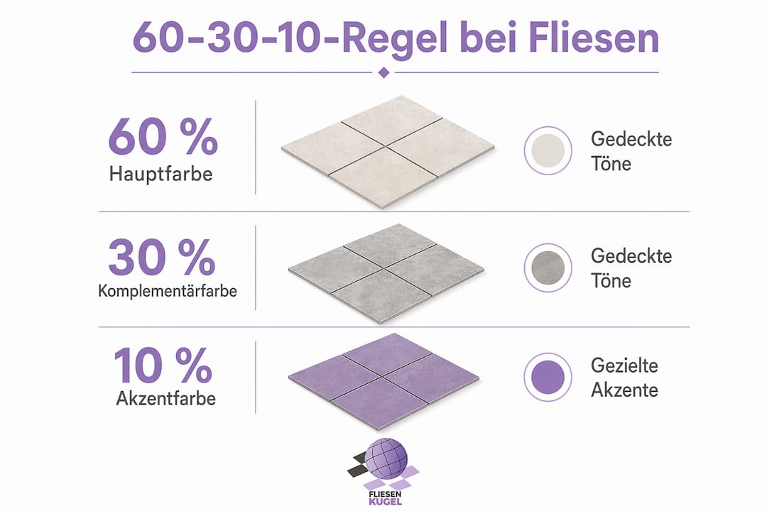 Übersicht zur 60-30-10 Farbregel für Fliesen: So gelingt die perfekte Farbabstimmung im Badezimmer