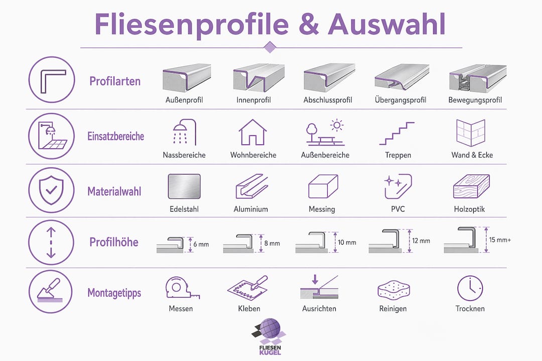 Übersicht: Fliesenprofile und worauf Sie bei der Auswahl achten sollten