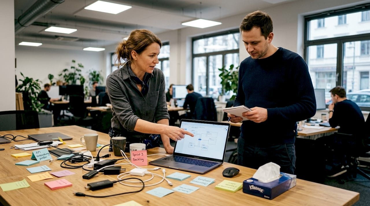 Team collaborating on system data integration