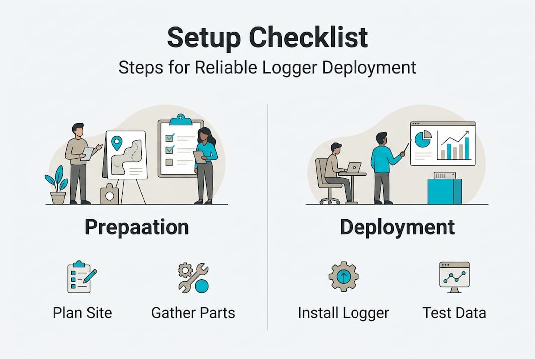 Infographic showing remote logger setup checklist