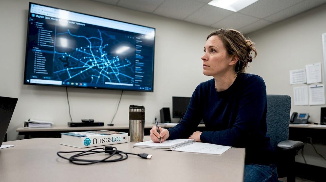 Engineer studying digital twin water network
