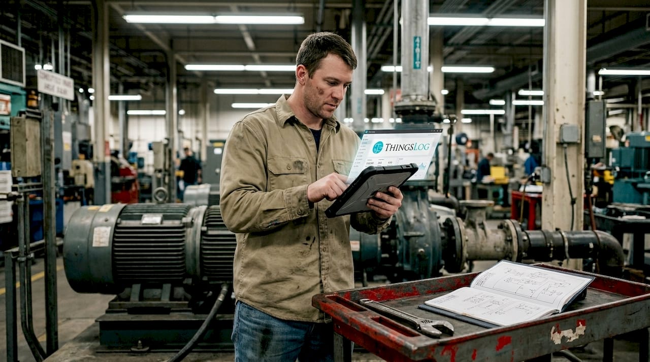 Technician uses tablet for predictive maintenance