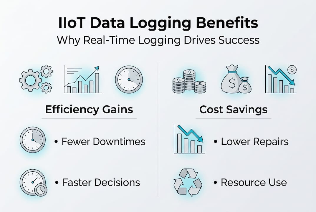 Infographic on IIoT data logging core benefits