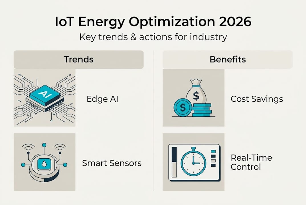 Infographic with IoT energy trends and benefits
