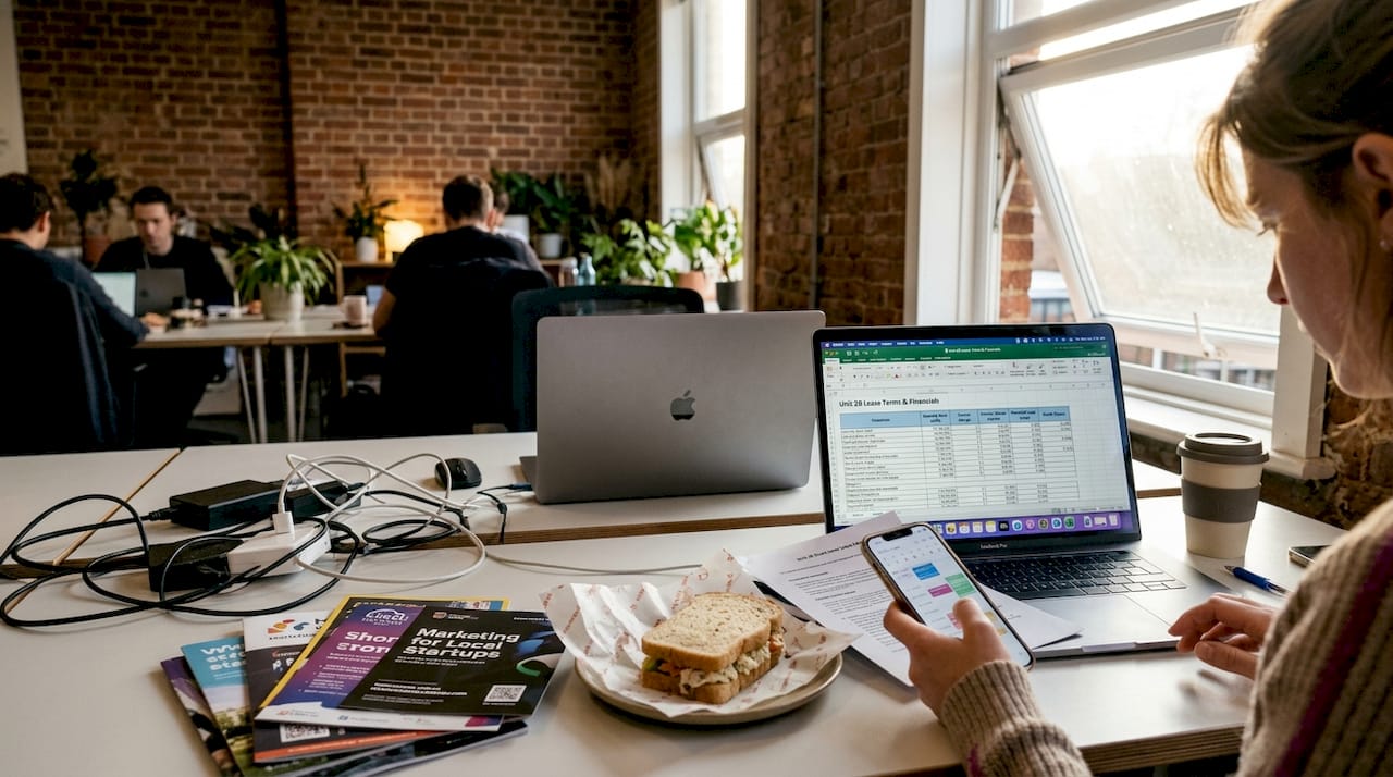 Why rent office space in Malta Founder checking flexible lease at workspace