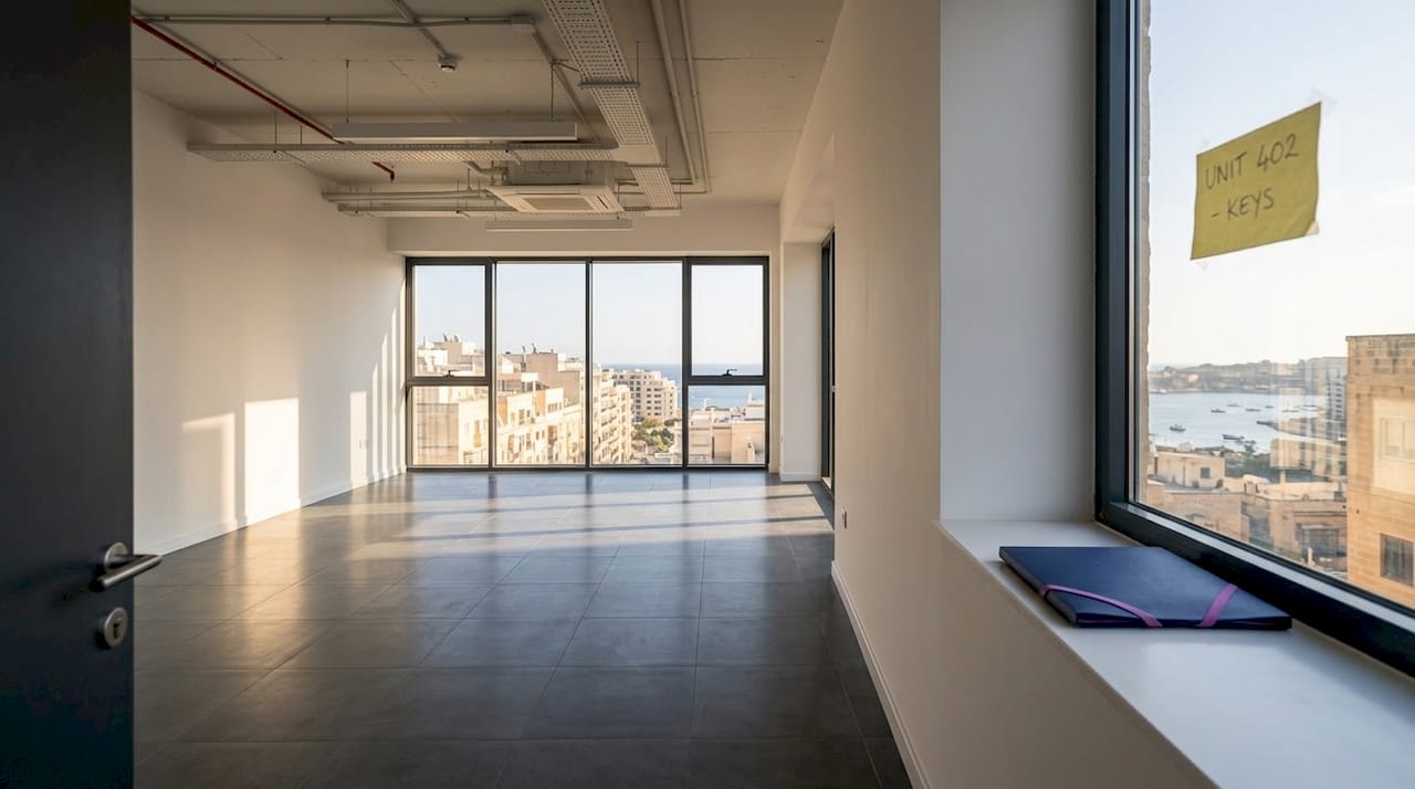 Unfurnished Malta office suite with sunlight