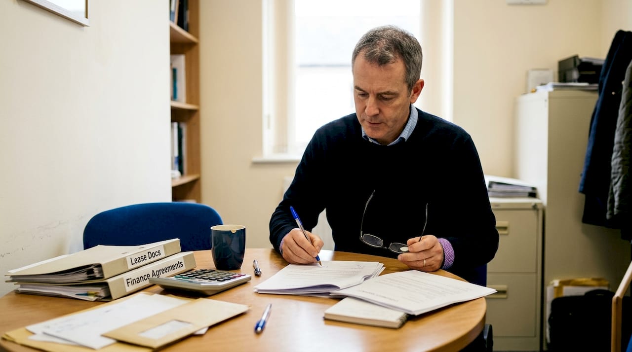 Man reviewing office leasing documents in Malta