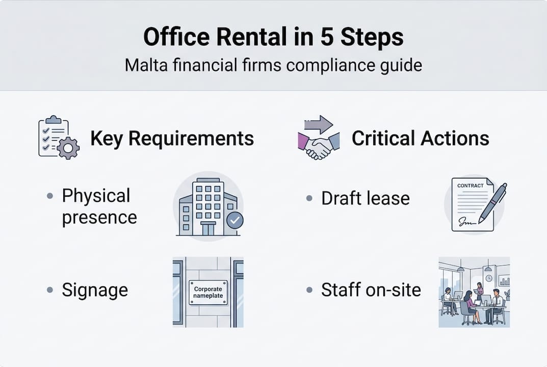 Infographic showing Malta office rental compliance steps