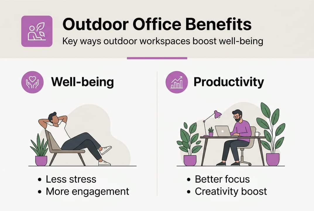 Infographic showing outdoor office benefits
