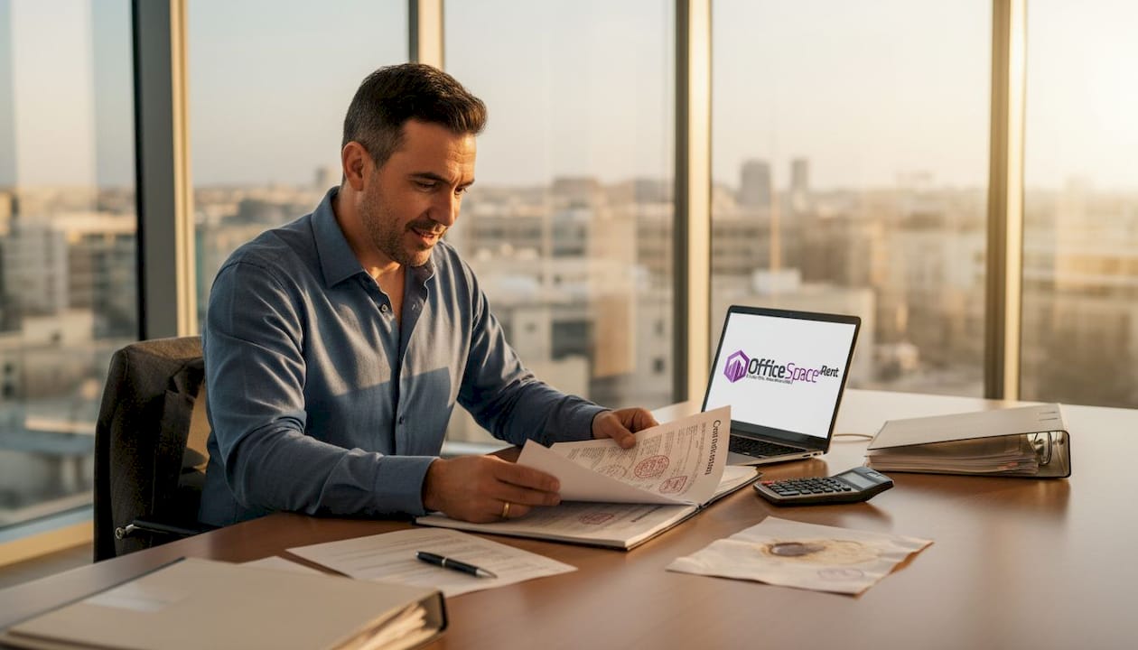 Owner reviewing Malta office purchase documents