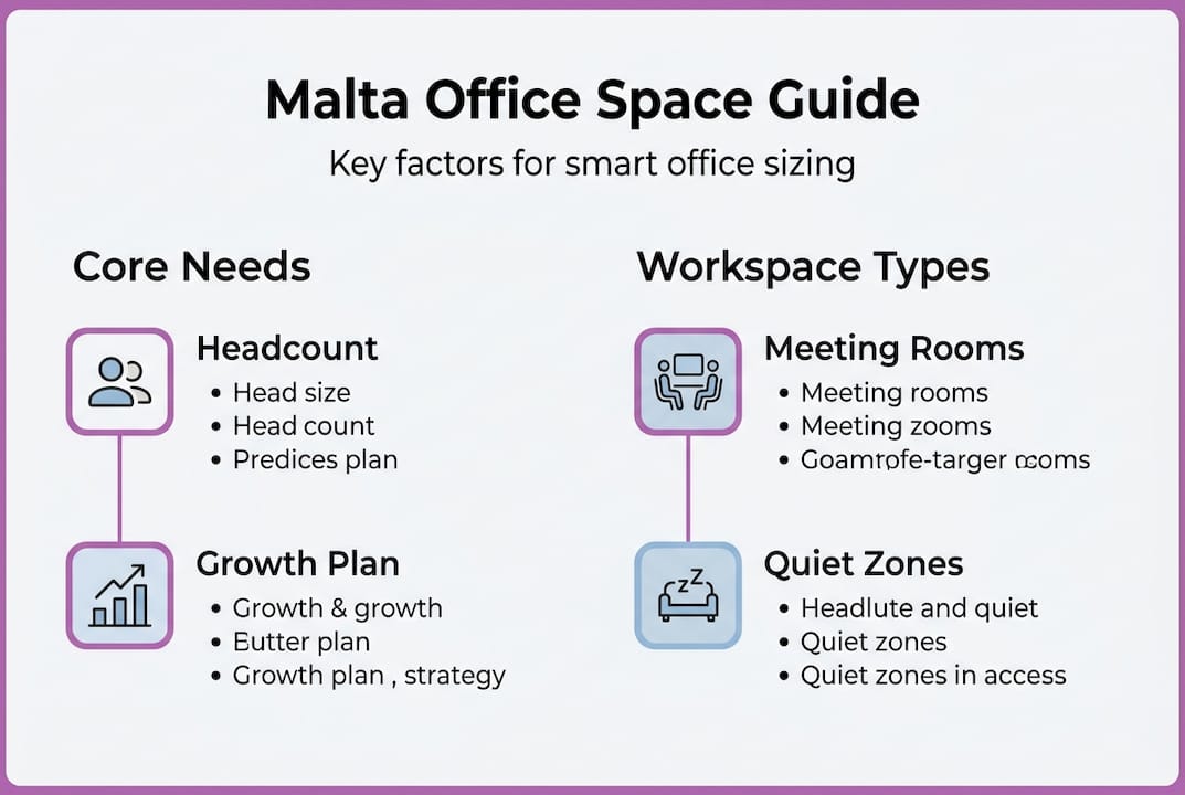 Infographic showing Malta office space sizing factors